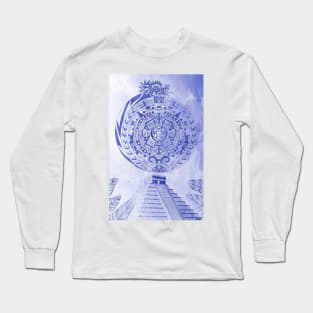 solatzo teotihuacan sunset with mexican sun ecopop art Long Sleeve T-Shirt